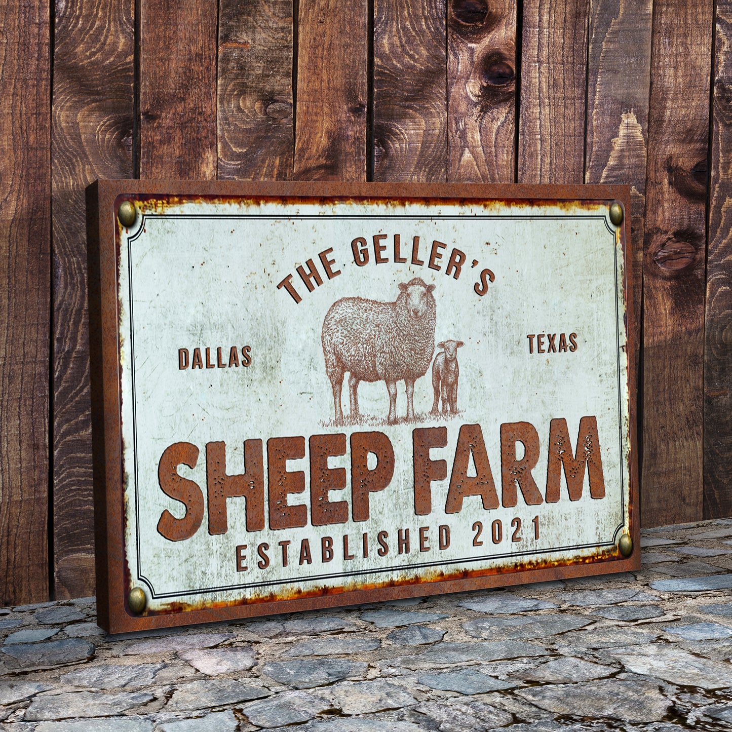 Sheep Farm Sign III Style 2 - Image by Tailored Canvases