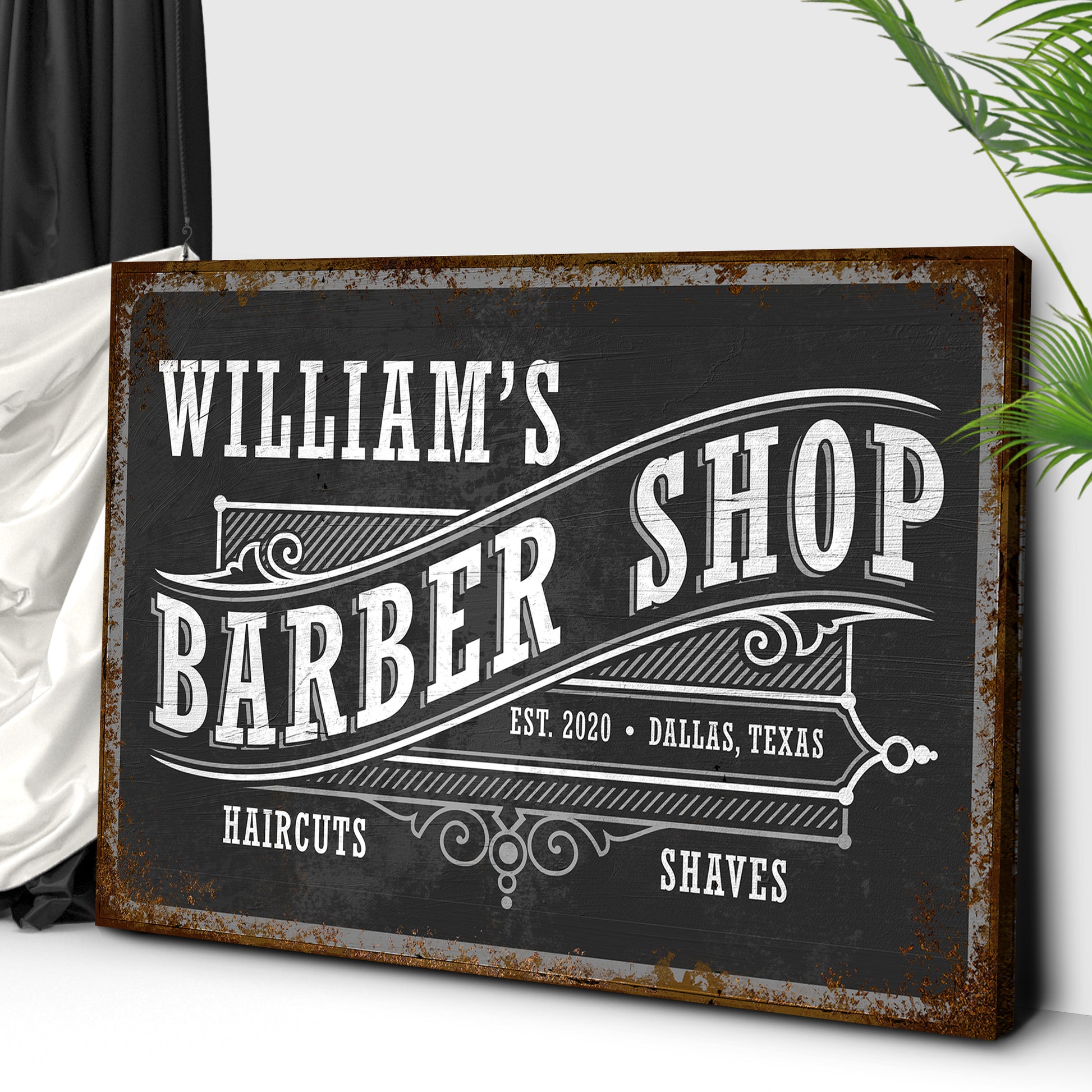 Custom Barbershop Sign VII | Customizable Canvas Style 2 - Image by Tailored Canvases