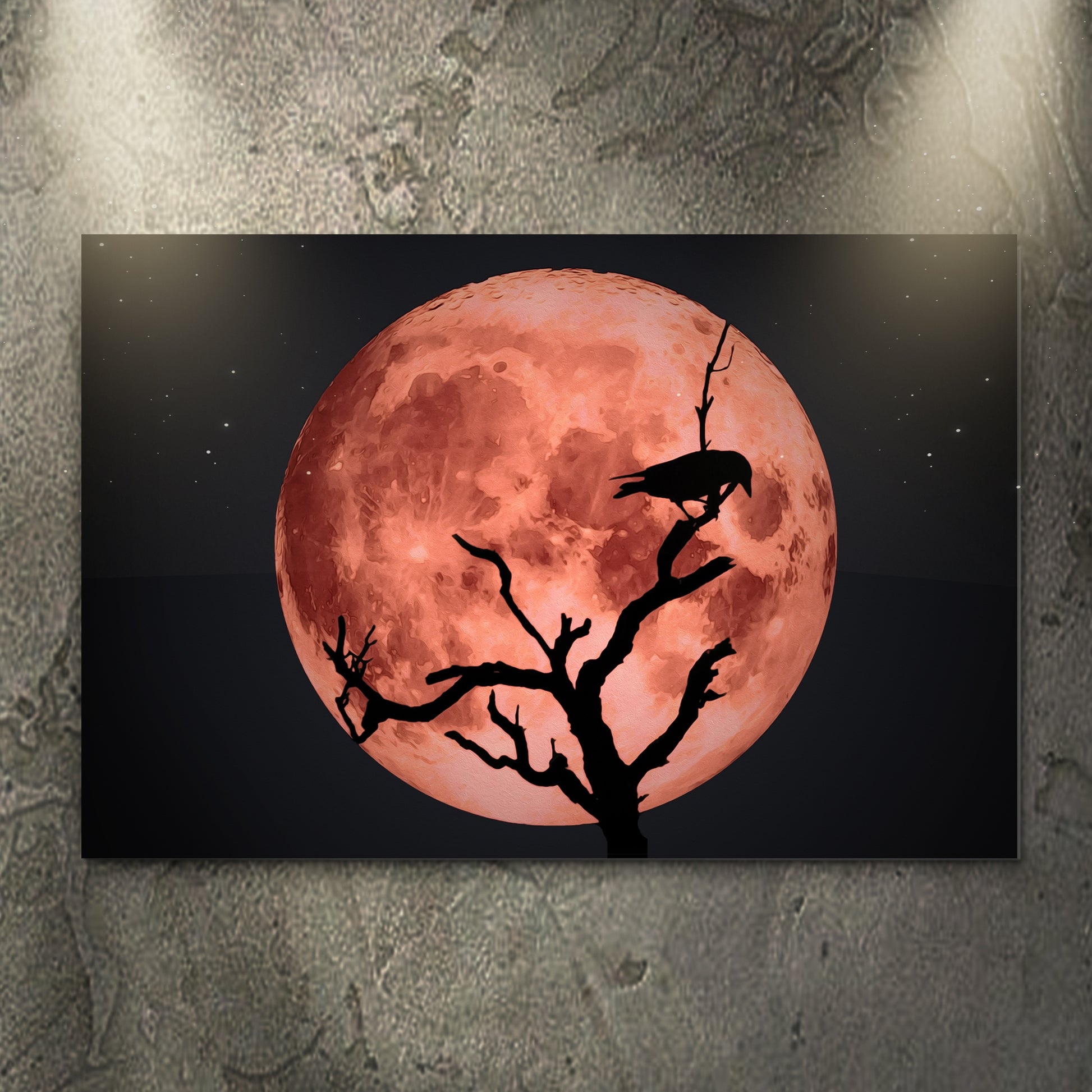 Crow And Blood Moon Canvas Wall Art Style 1 - Image by Tailored Canvases