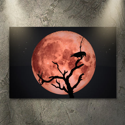 Crow And Blood Moon Canvas Wall Art - Image by Tailored Canvases