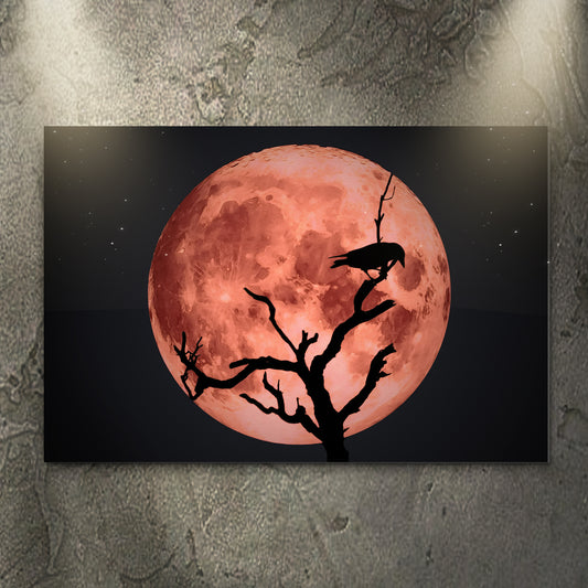 Crow And Blood Moon Canvas Wall Art - Image by Tailored Canvases