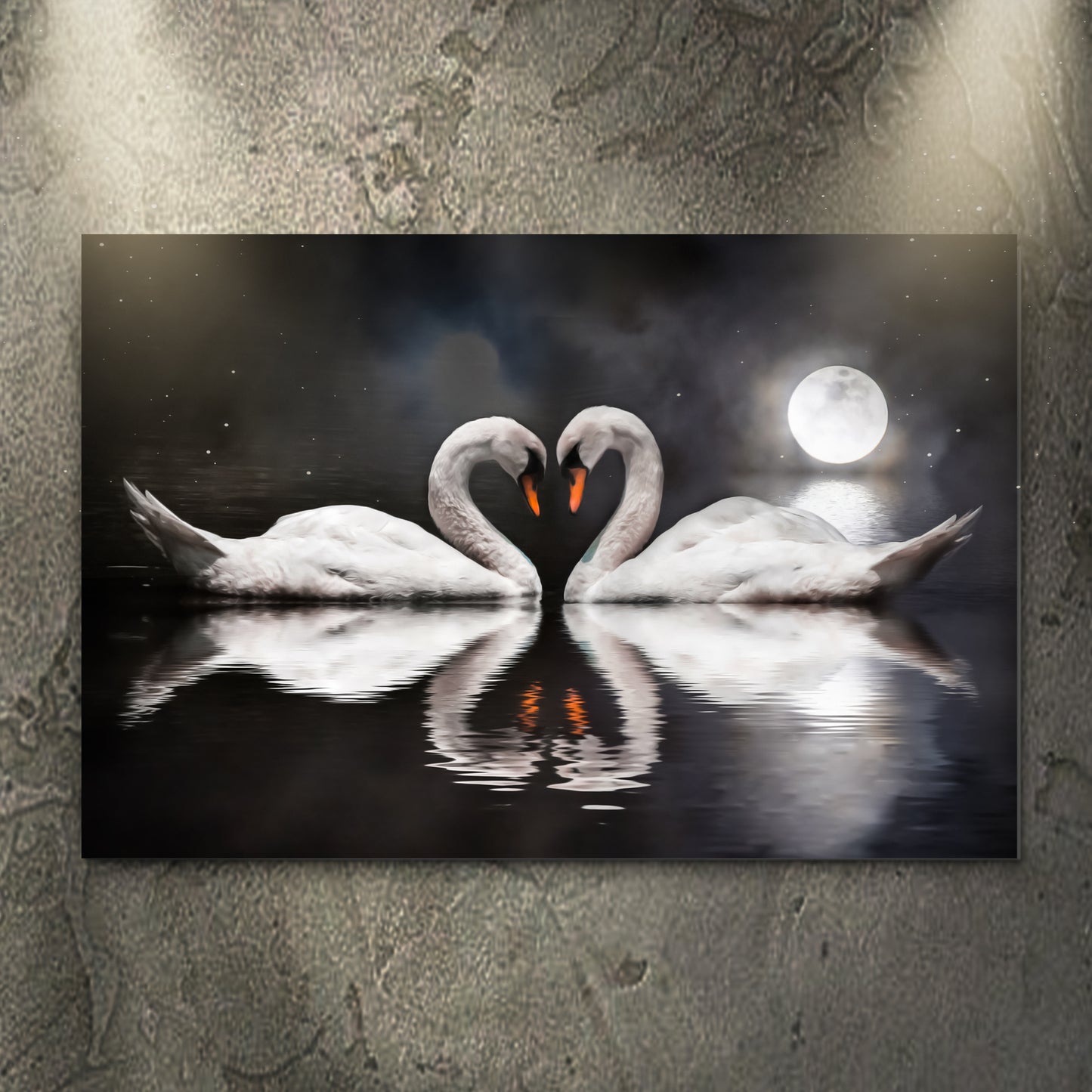 Moonlit Romantic Swan Canvas Wall Art Style 1 - Image by Tailored Canvases