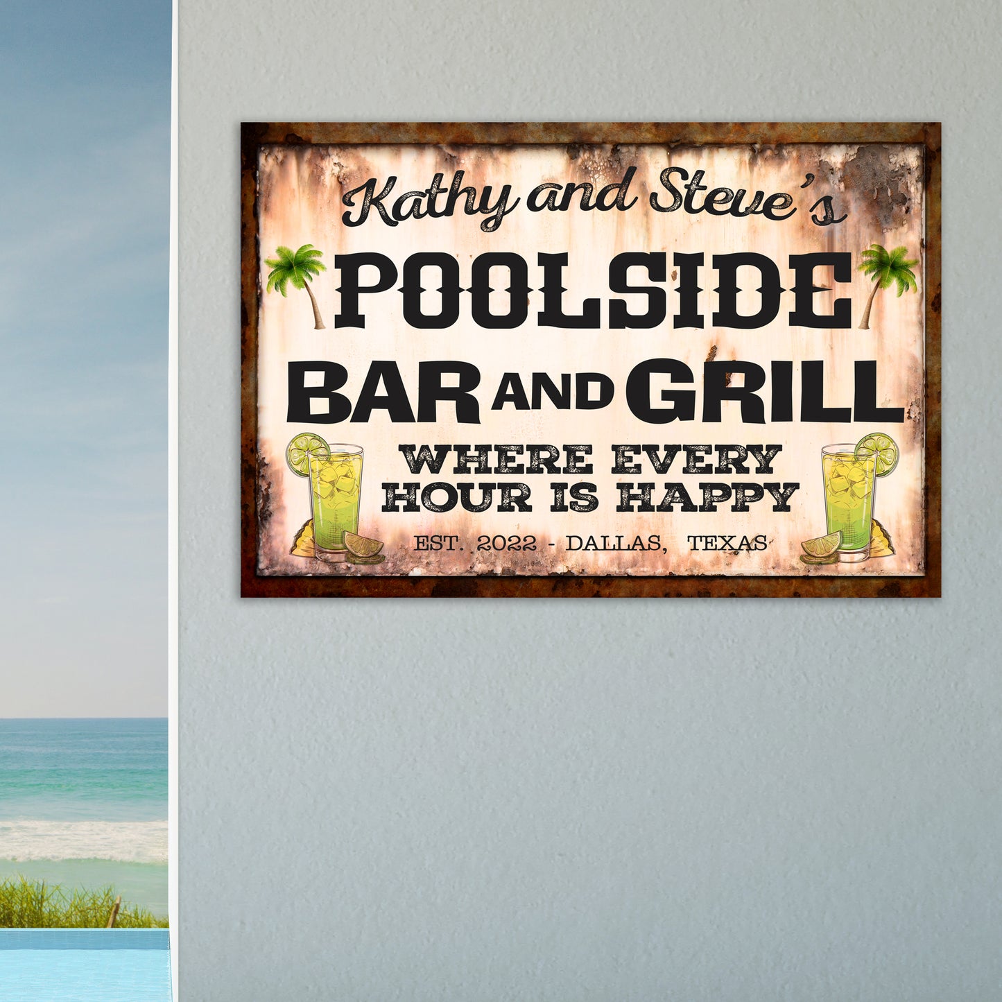 Poolside Bar And Grill Sign III Style 2 - Image by Tailored Canvases