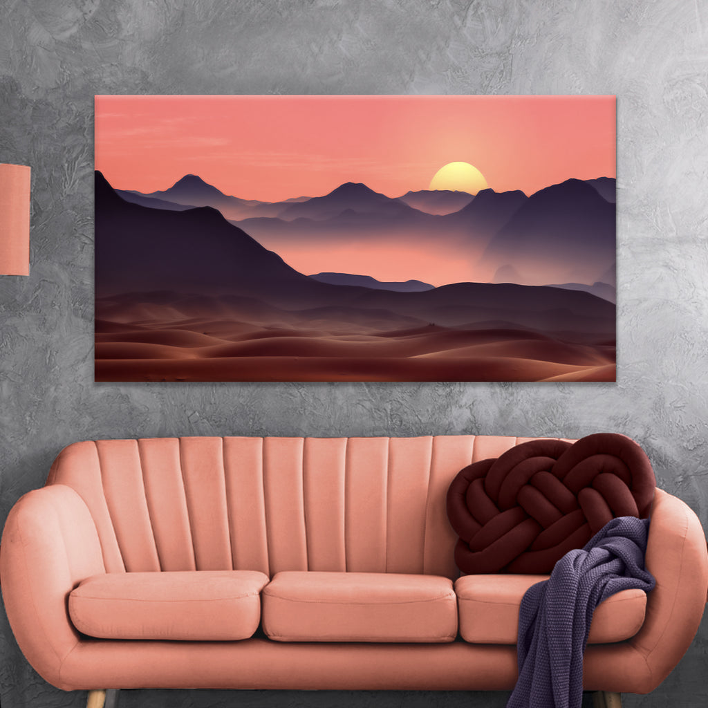Sunset At Desert Dunes Canvas Wall Art by Tailored Canvases