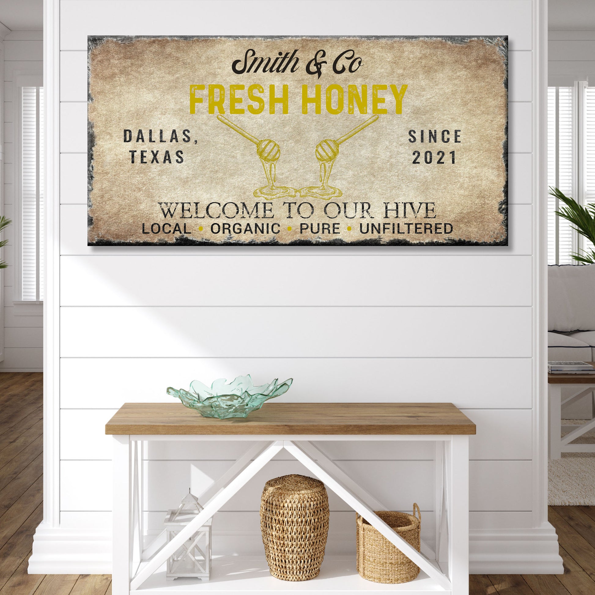 Family's Fresh Honey Sign Style 3 - Image by Tailored Canvases