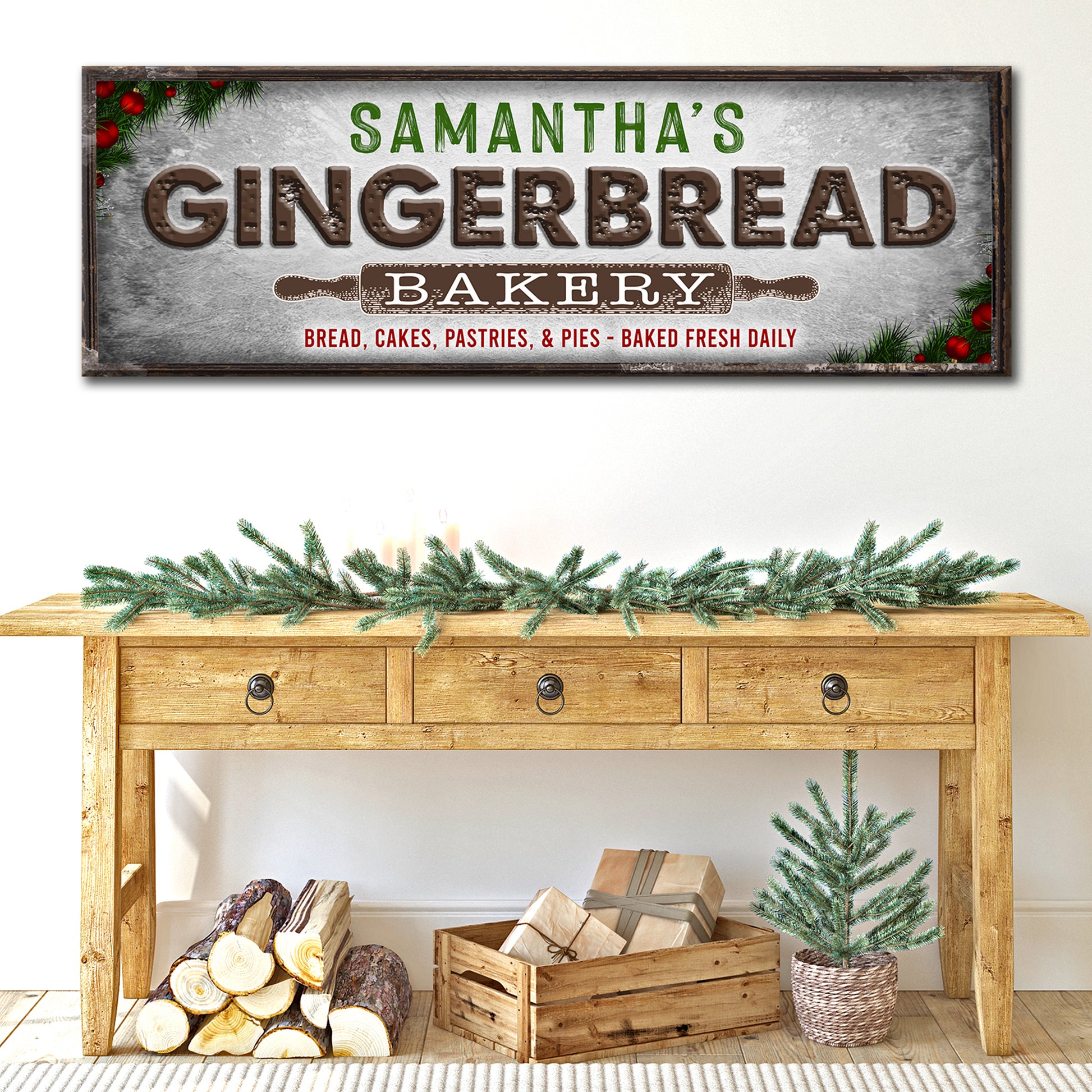 Gingerbread Bakery Christmas Sign Style 2 - Image by Tailored Canvases