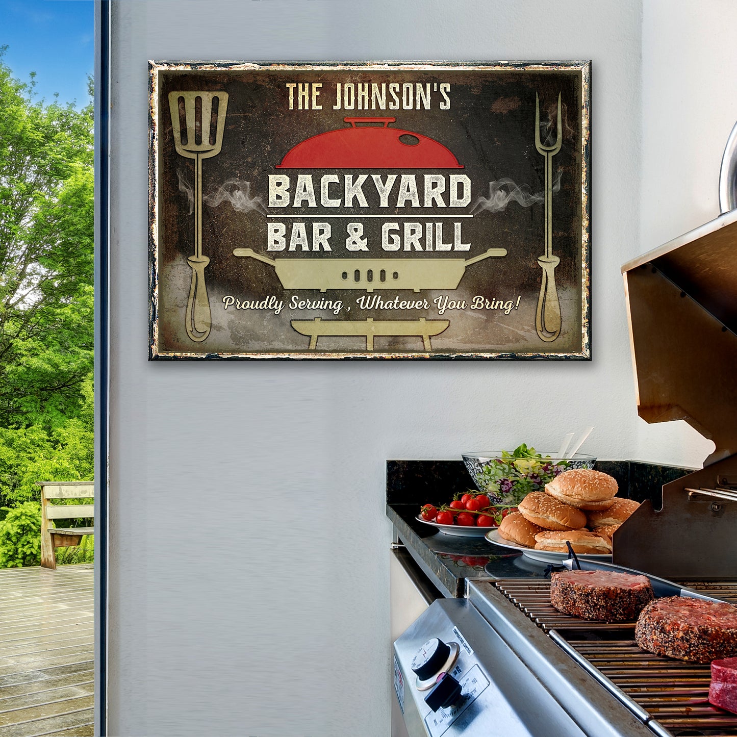 Backyard Bar And Grill Sign XII Style 2 - Image by Tailored Canvases