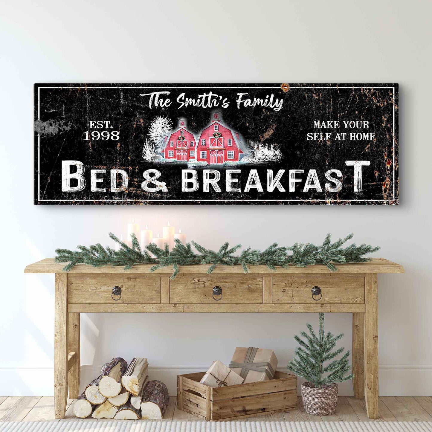 Christmas Bed & Breakfast Sign Style 2 - Image by Tailored Canvases