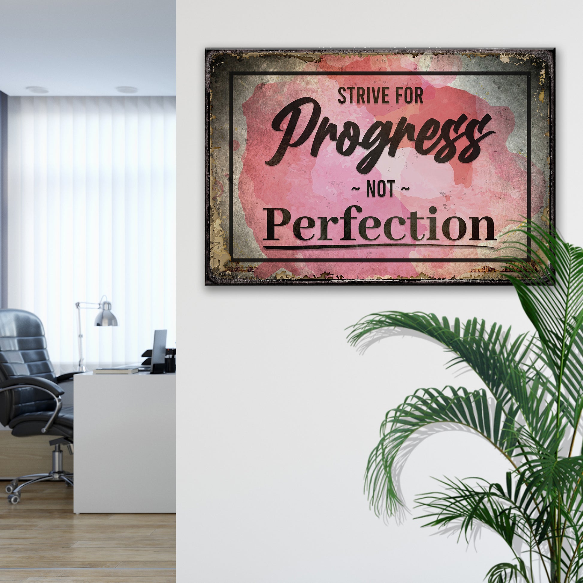 Strive For Progress Not Perfection Motivational Sign Style 2 - Image by Tailored Canvases