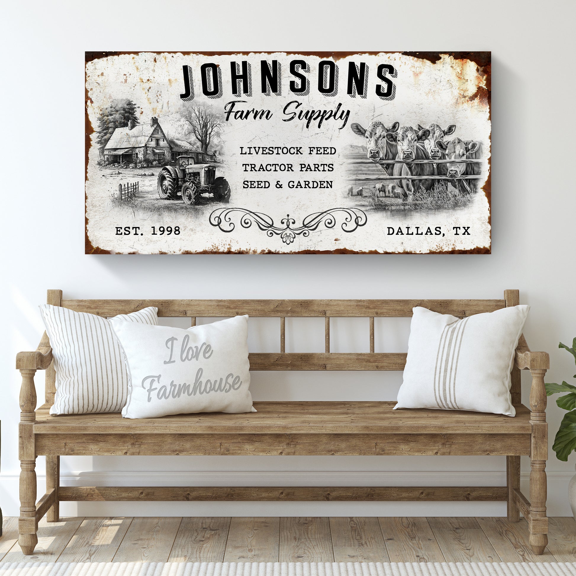 Family Farm Supply Sign | Customizable Canvas Style 1 - Image by Tailored Canvases