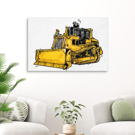 Construction Truck Bulldozer Canvas Wall Art Style 2 - Image by Tailored Canvases