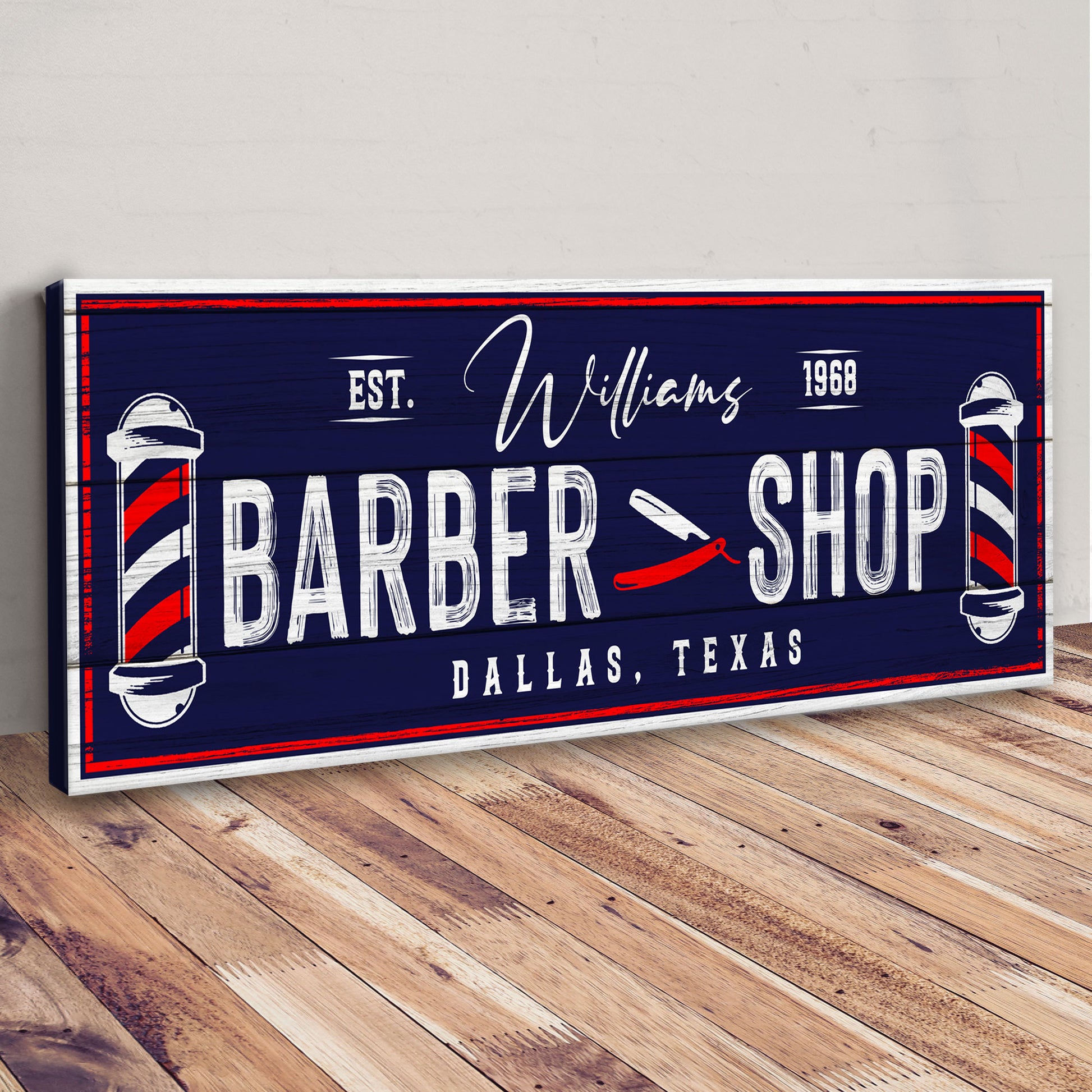 Custom Barbershop Sign III | Customizable Canvas Style 2 - Image by Tailored Canvases