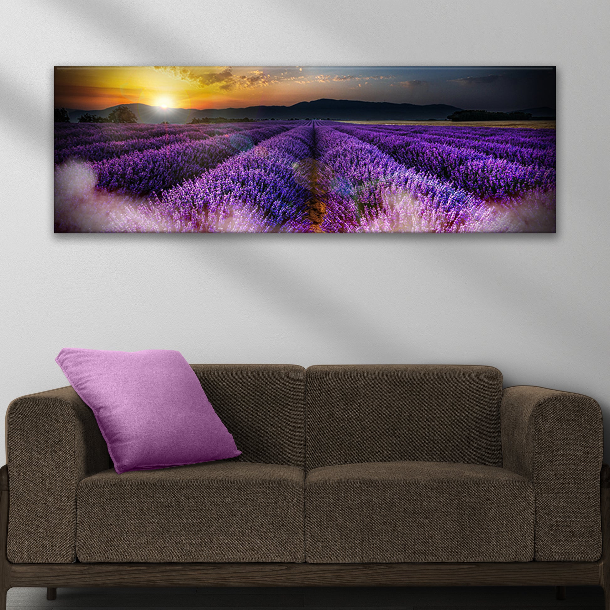 Sunset Over Lavender Field Canvas Wall Art Style 2 - Image by Tailored Canvases