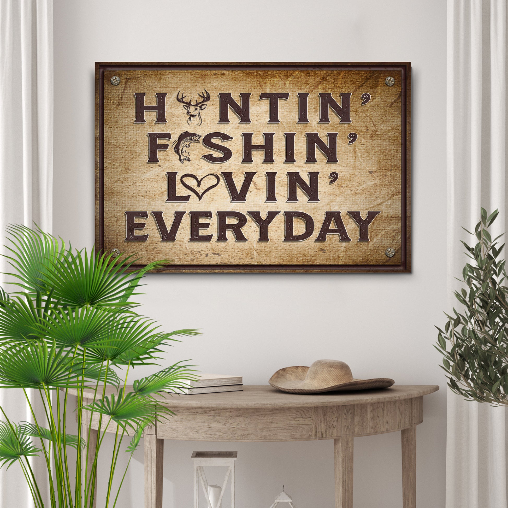 Hunting Fishing Loving Everyday Sign Style 1 - Image by Tailored Canvases
