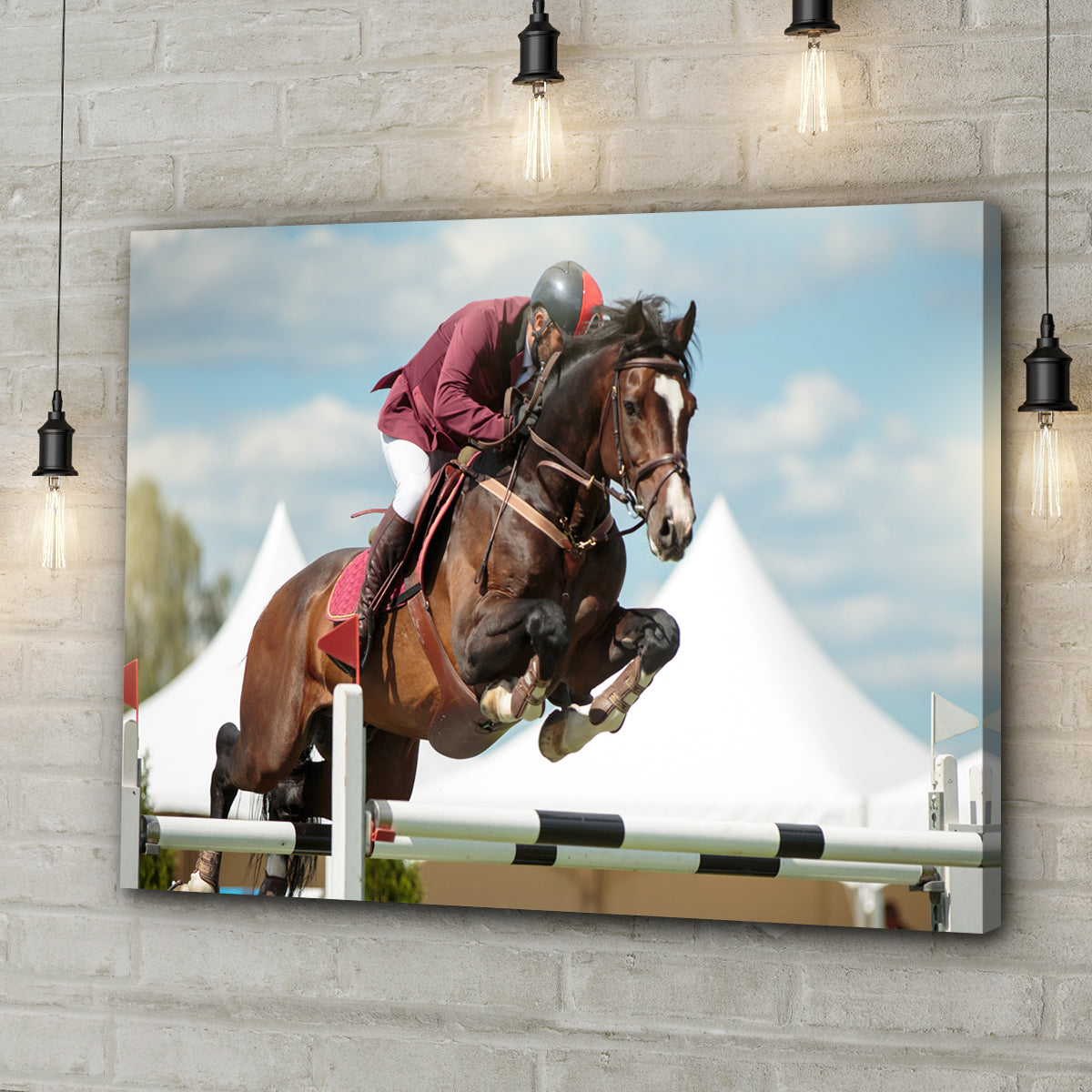 Equestrian Horse Jumping Canvas Wall Art Style 2 - Image by Tailored Canvases