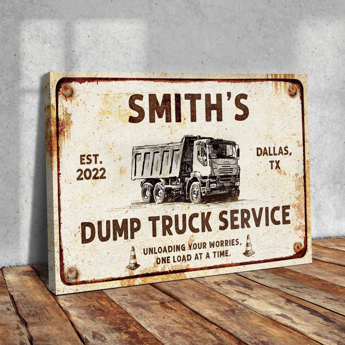 Dump Truck Service Sign - Image by Tailored Canvases