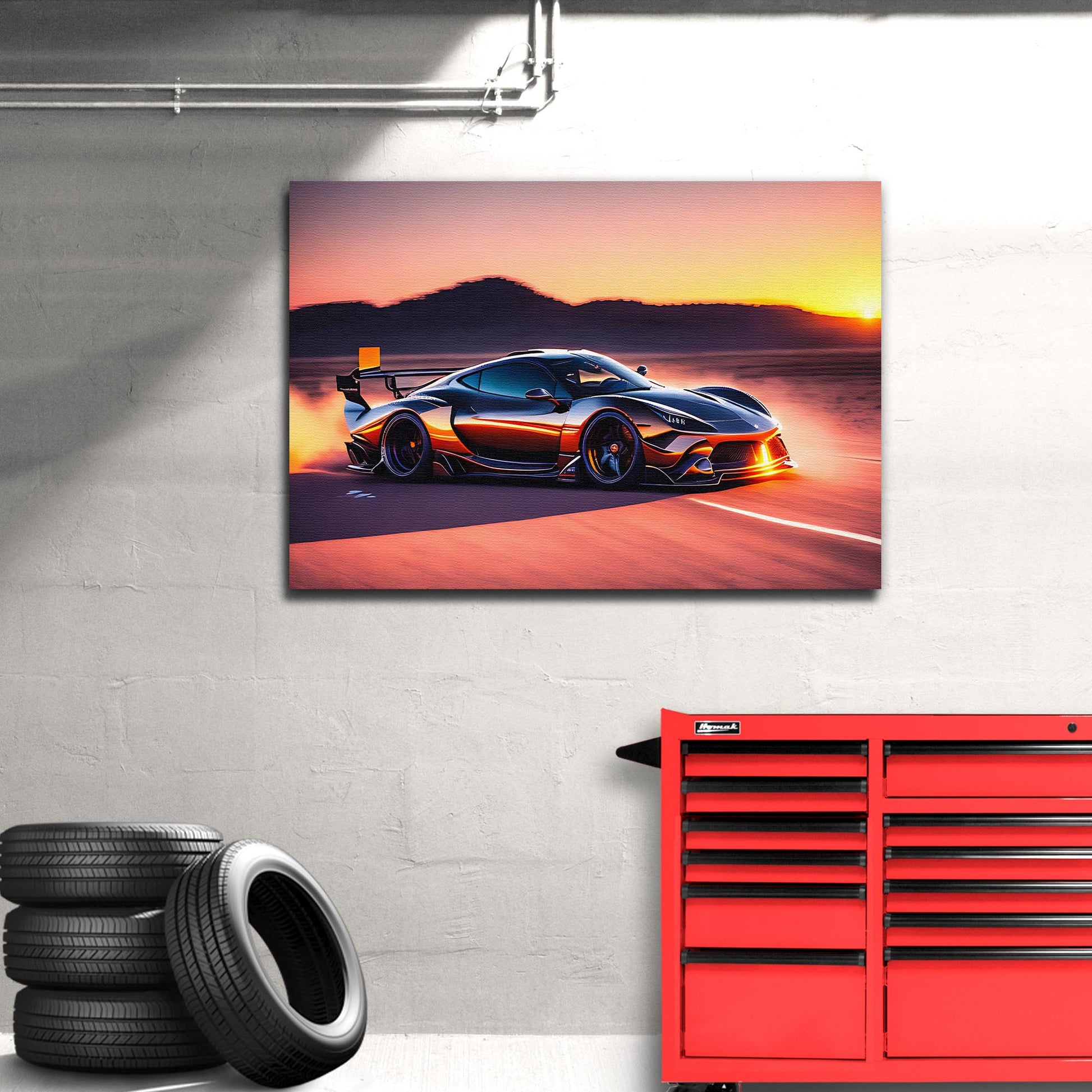 Car Racing Sunset Drive Canvas Wall Art - Image by Tailored Canvases