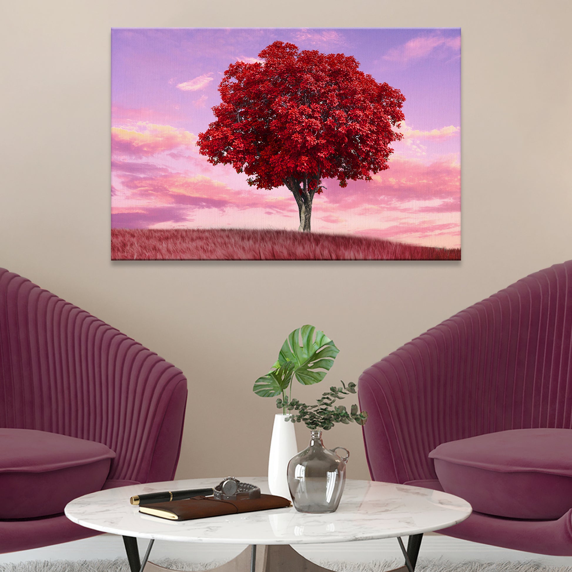 Maple Tree And Sunset Canvas Wall Art Style 2 - Image by Tailored Canvases