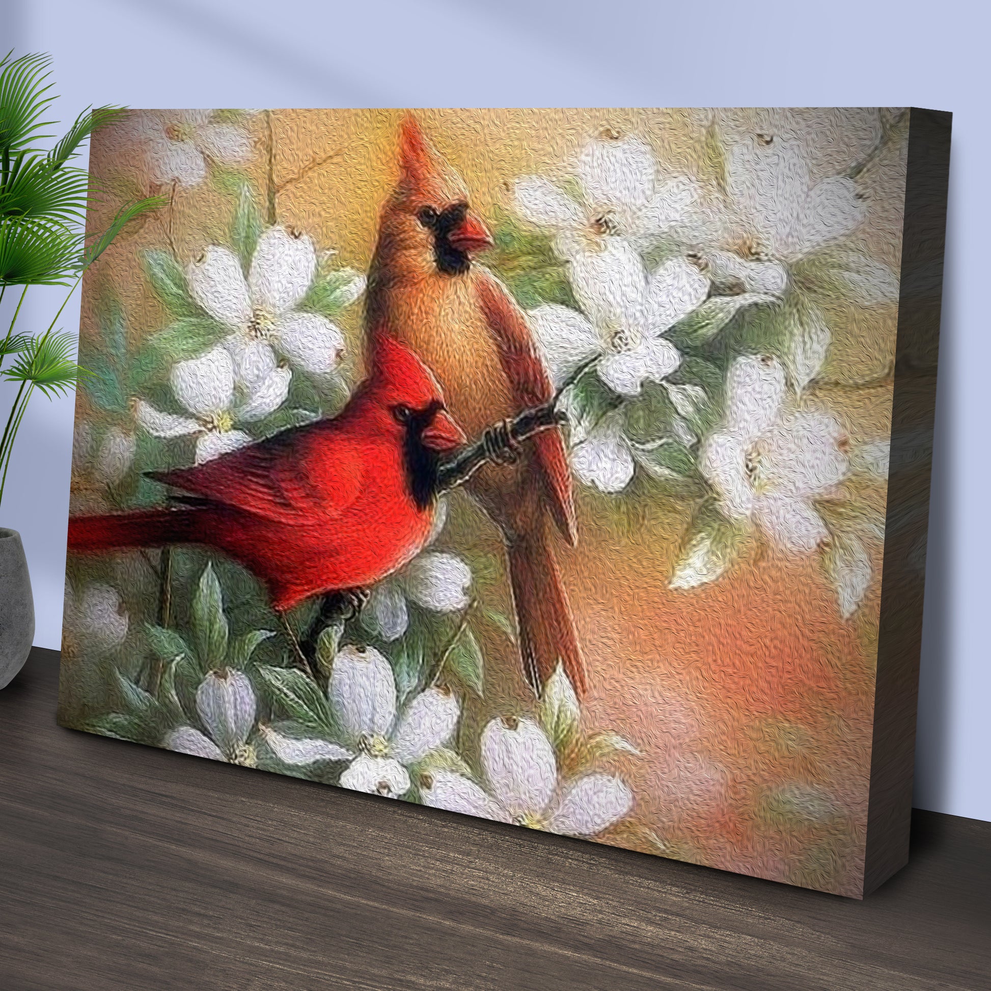 Cardinals on Dogwood Painting Canvas Wall Art Style 2 - Image by Tailored Canvases