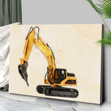 Construction Truck Drill Canvas Wall Art