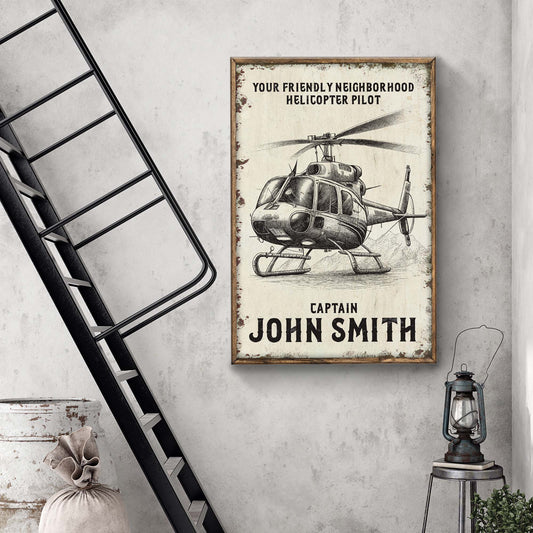 Helicopter Pilot Name Sign Style 2- Image by Tailored Canvases