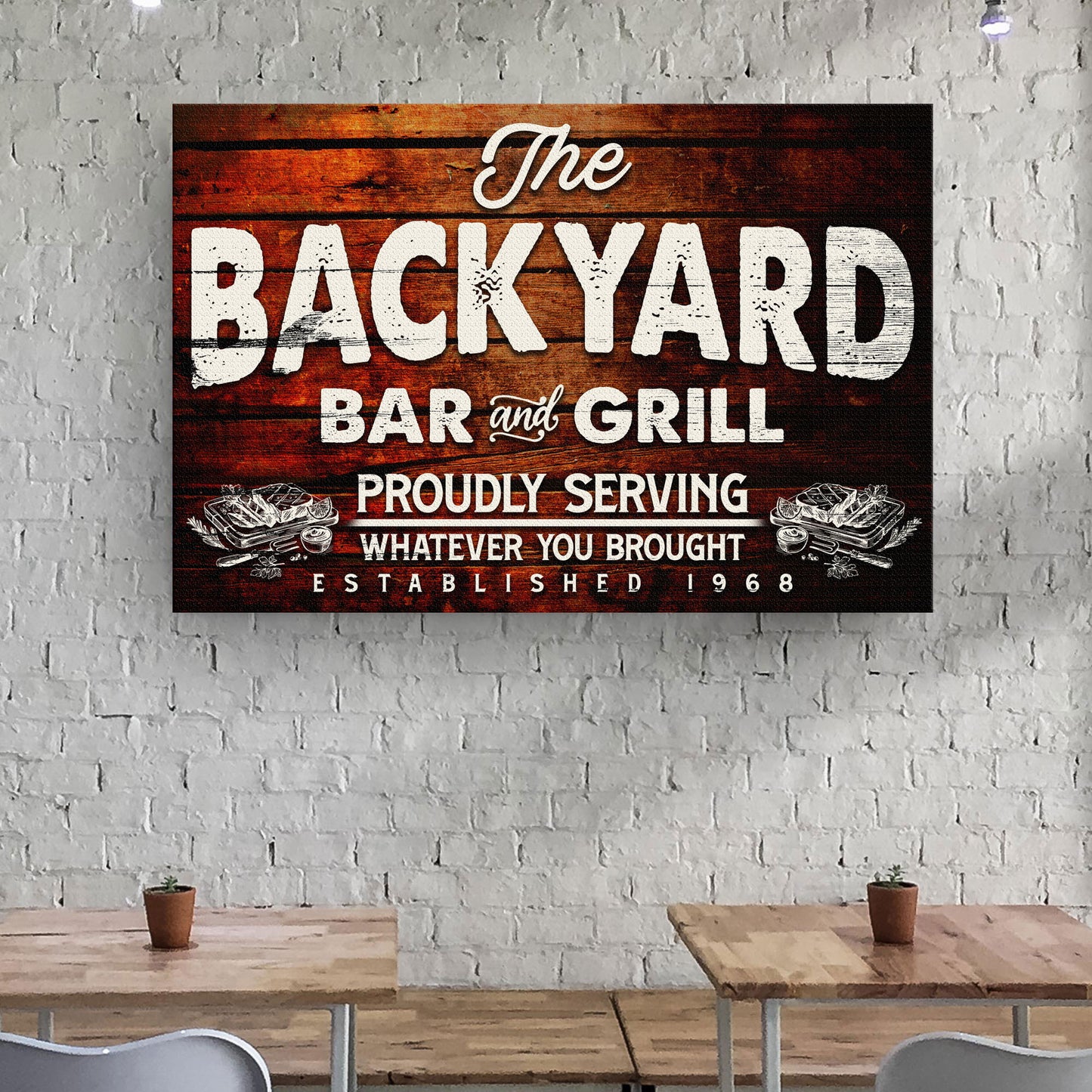 The Backyard Bar And Grill Sign Style 2 - Image by Tailored Canvases