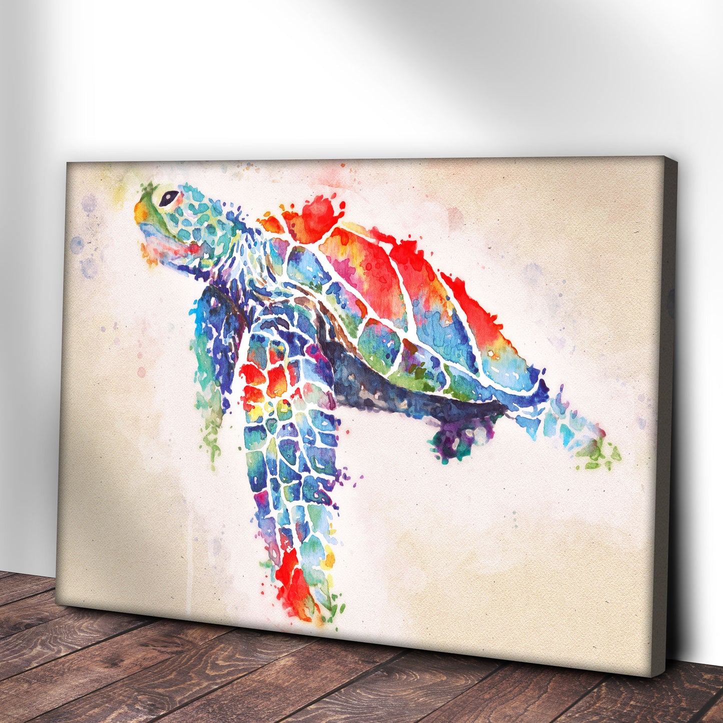 Coral Reef Sea Turtle Watercolor Canvas Wall Art Style 2 - Image by Tailored Canvases