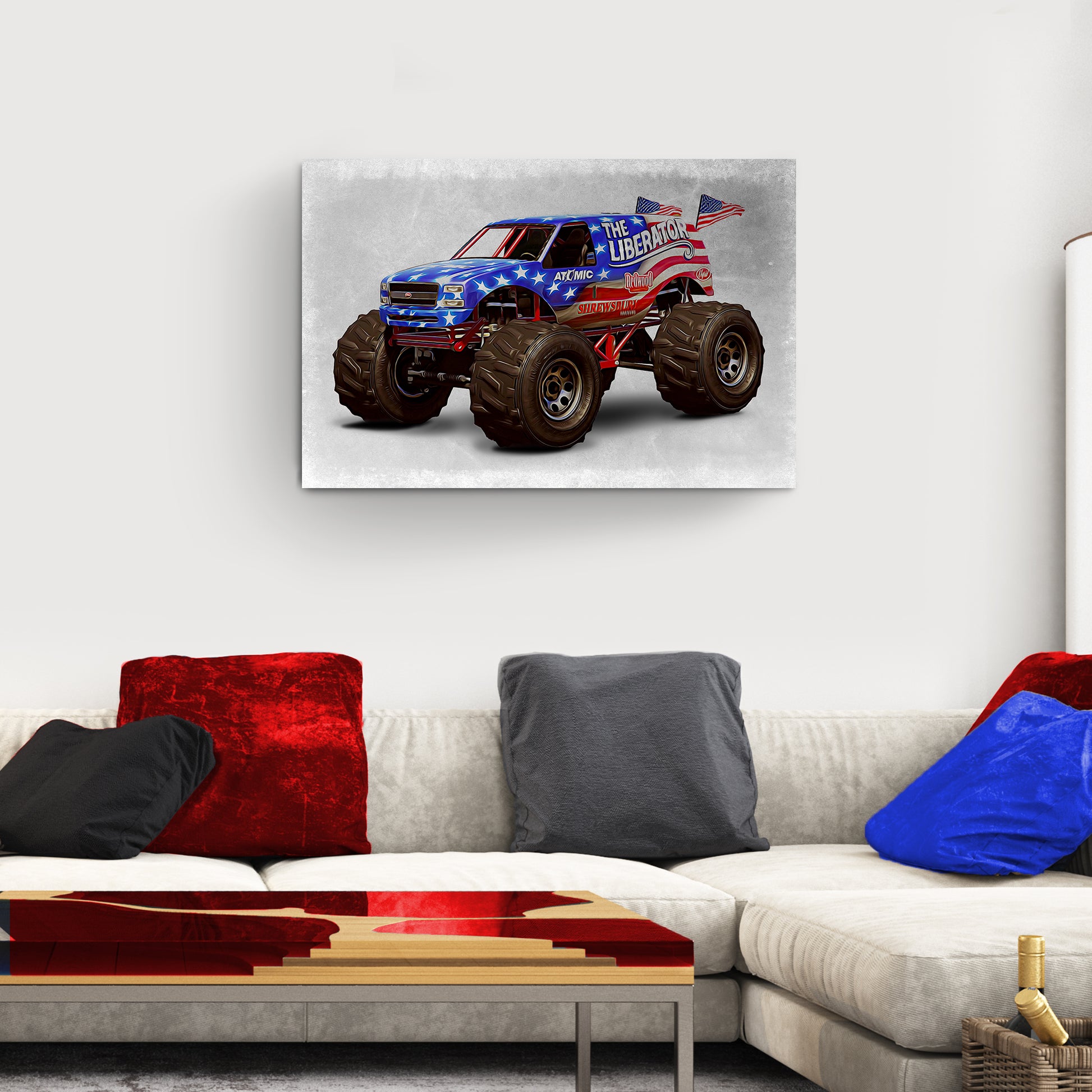 Monster Truck West Mountain Flag Canvas Wall Art - Image by Tailored Canvases