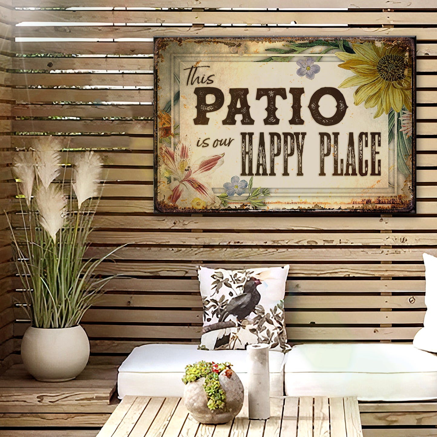 This Patio Is Our Happy Place Sign - Image by Tailored Canvases