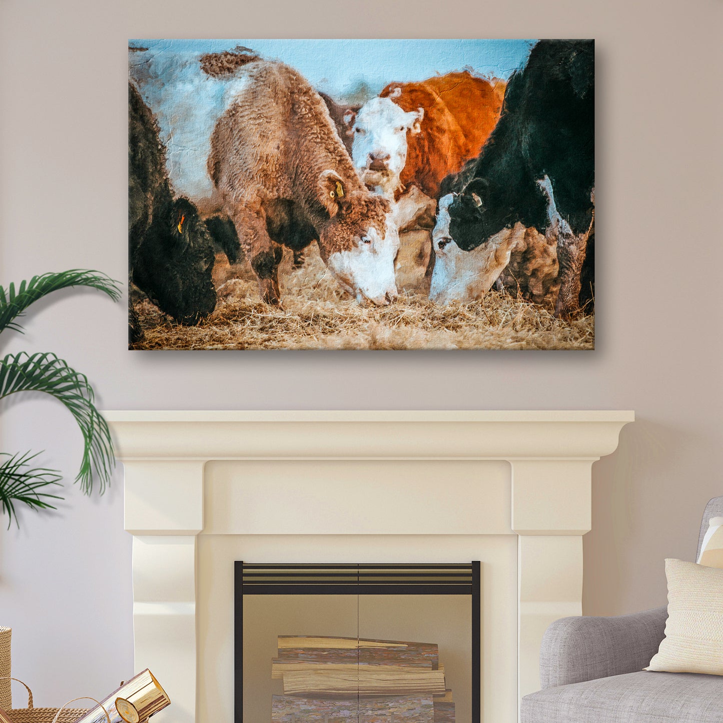 Family Of Hereford Cattle Canvas Wall Art - Image by Tailored Canvases