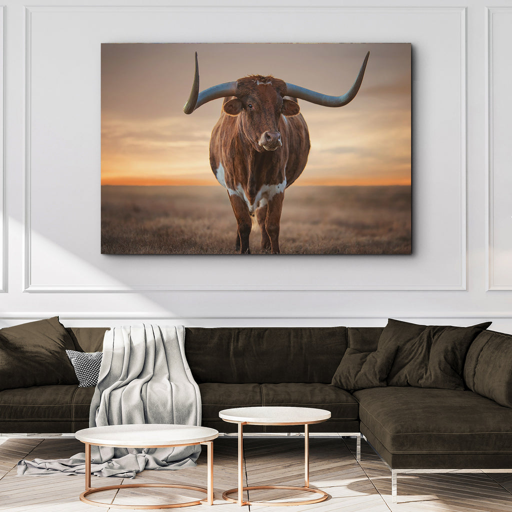 Mighty Longhorn Cattle Canvas Wall Art by Tailored Canvases 