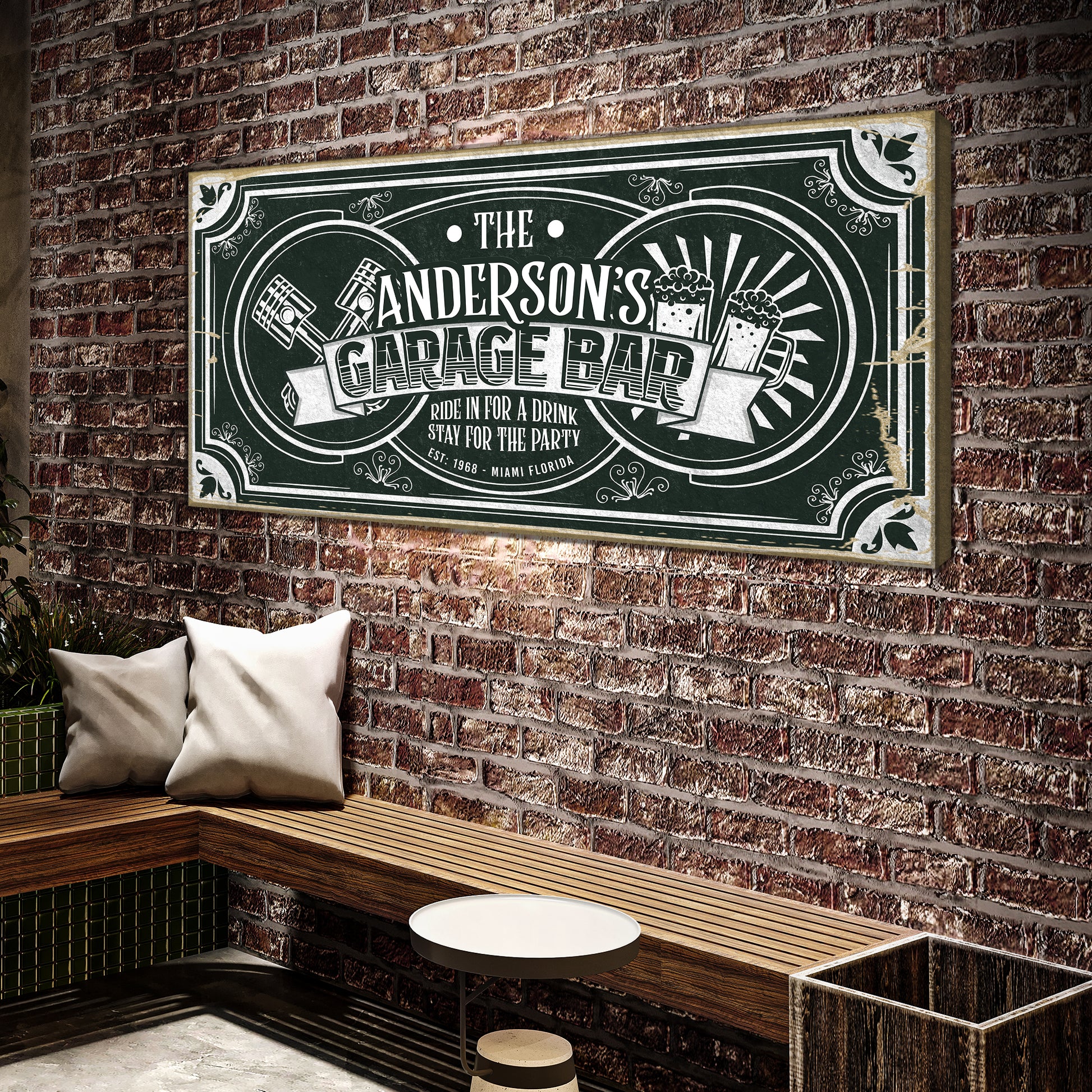 Garage Bar Victorian Vintage Sign Style 2 - Image by Tailored Canvases