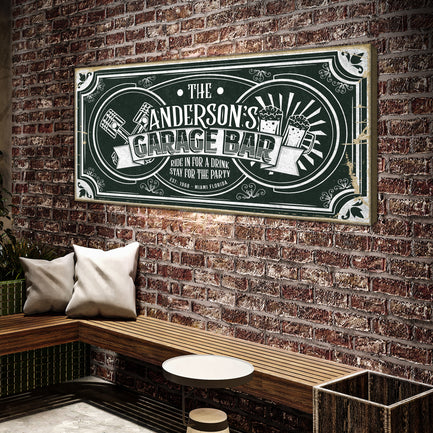 Garage Bar Victorian Vintage Sign Style 2 - Image by Tailored Canvases
