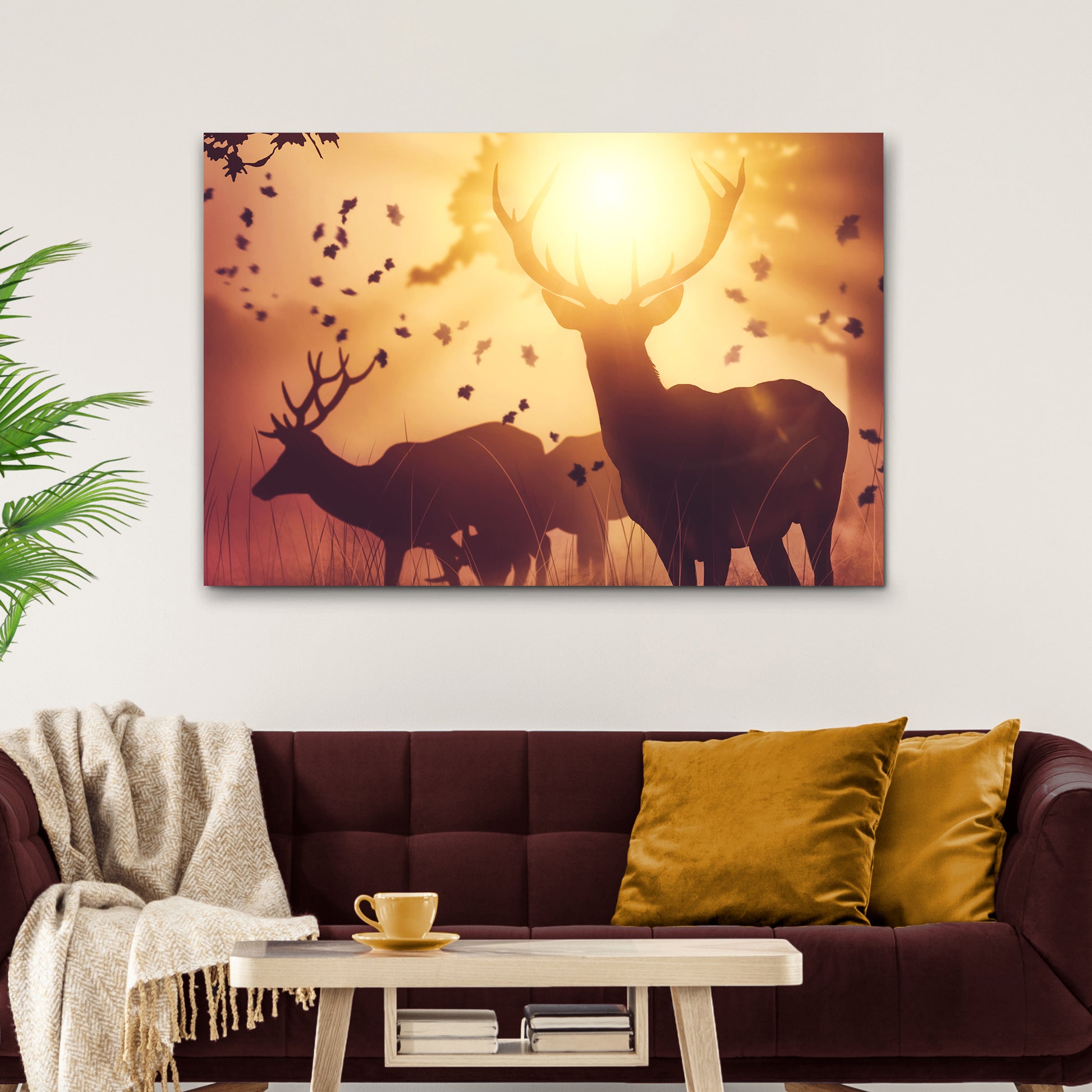 Deer At Sunset Canvas Wall Art Style 2 - Image by Tailored Canvases