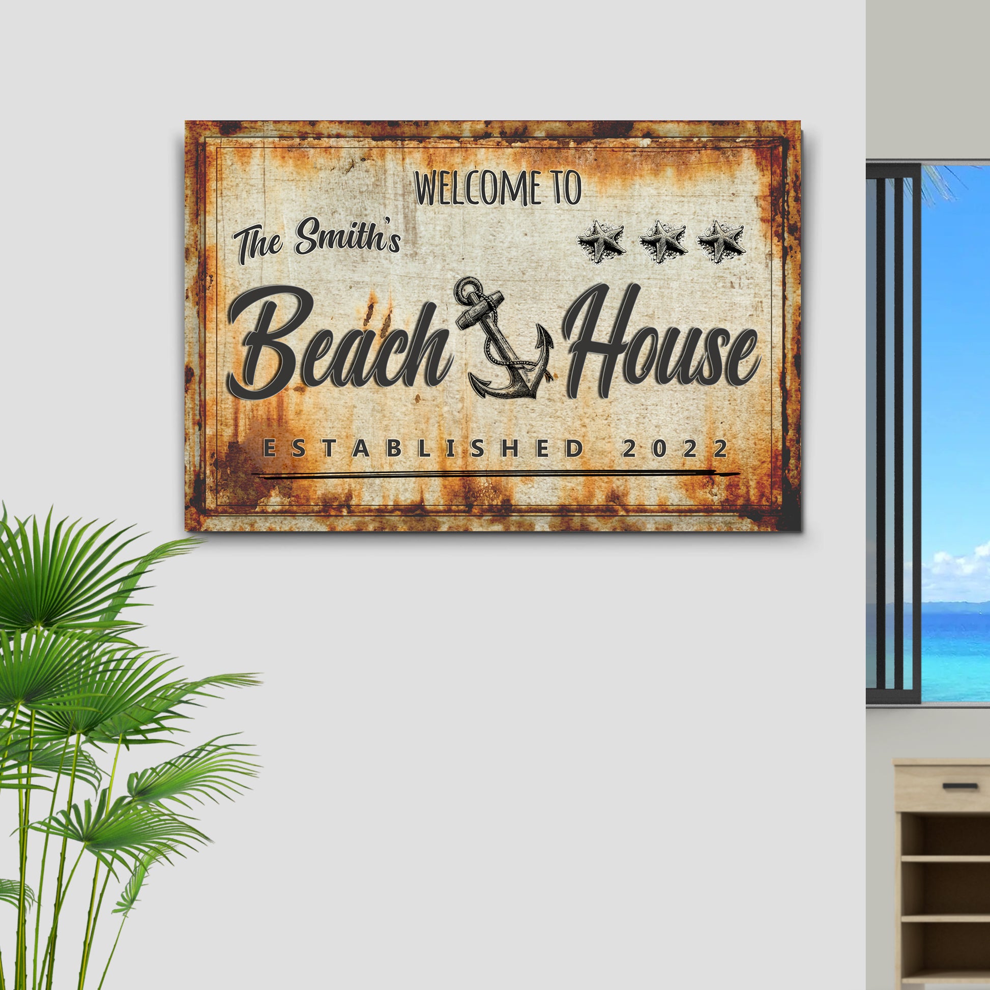 Welcome To Family Beach House Sign Style 1 - Image by Tailored Canvases