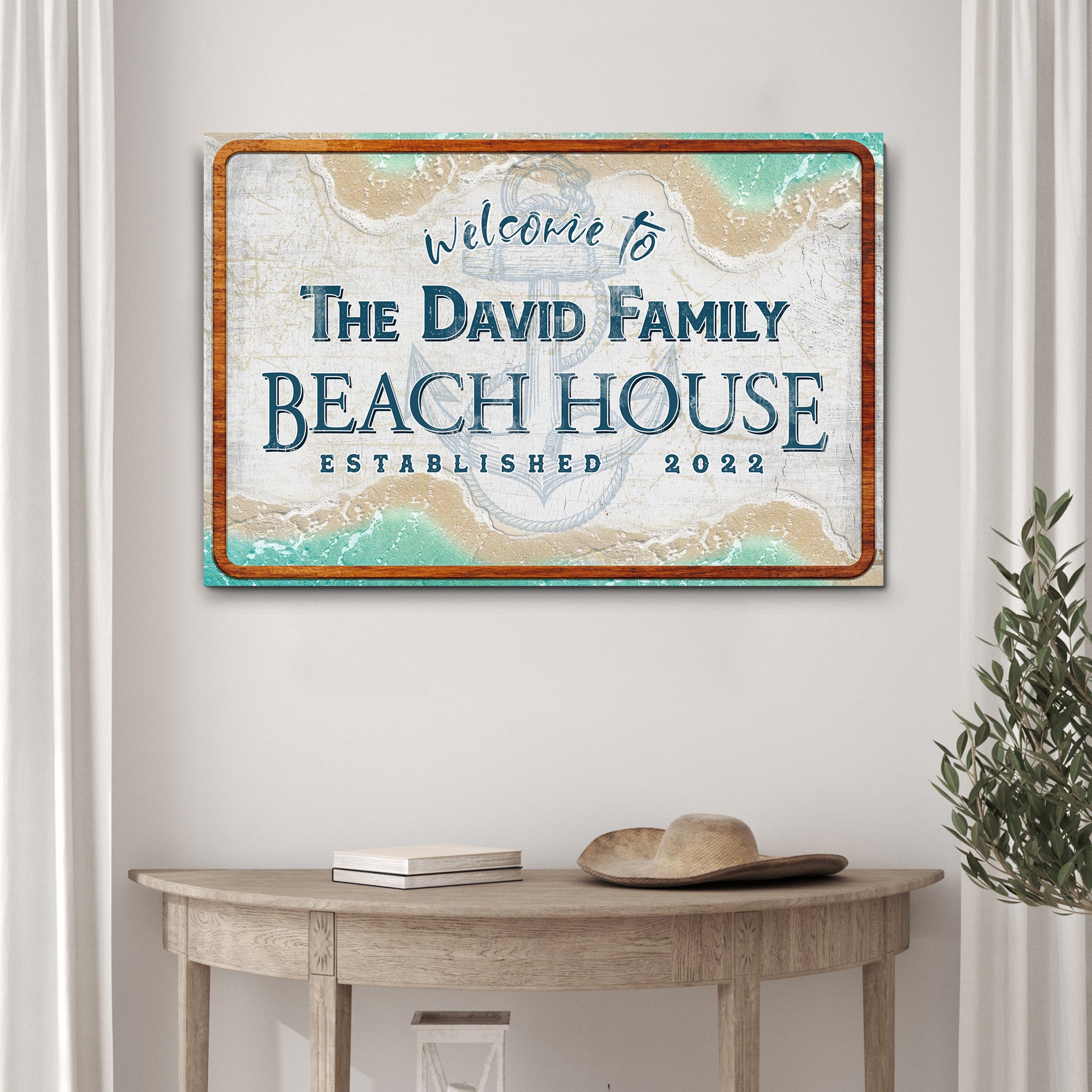 Welcome To Family Beach House Sign II Style 1 - Image by Tailored Canvases