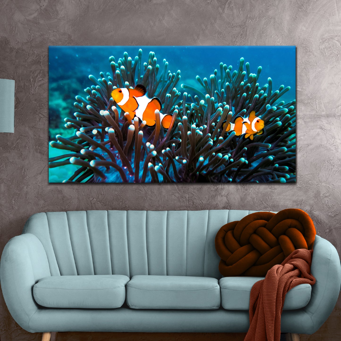 Clownfish And Corals Canvas Wall Art Style 2 - Image by Tailored Canvases