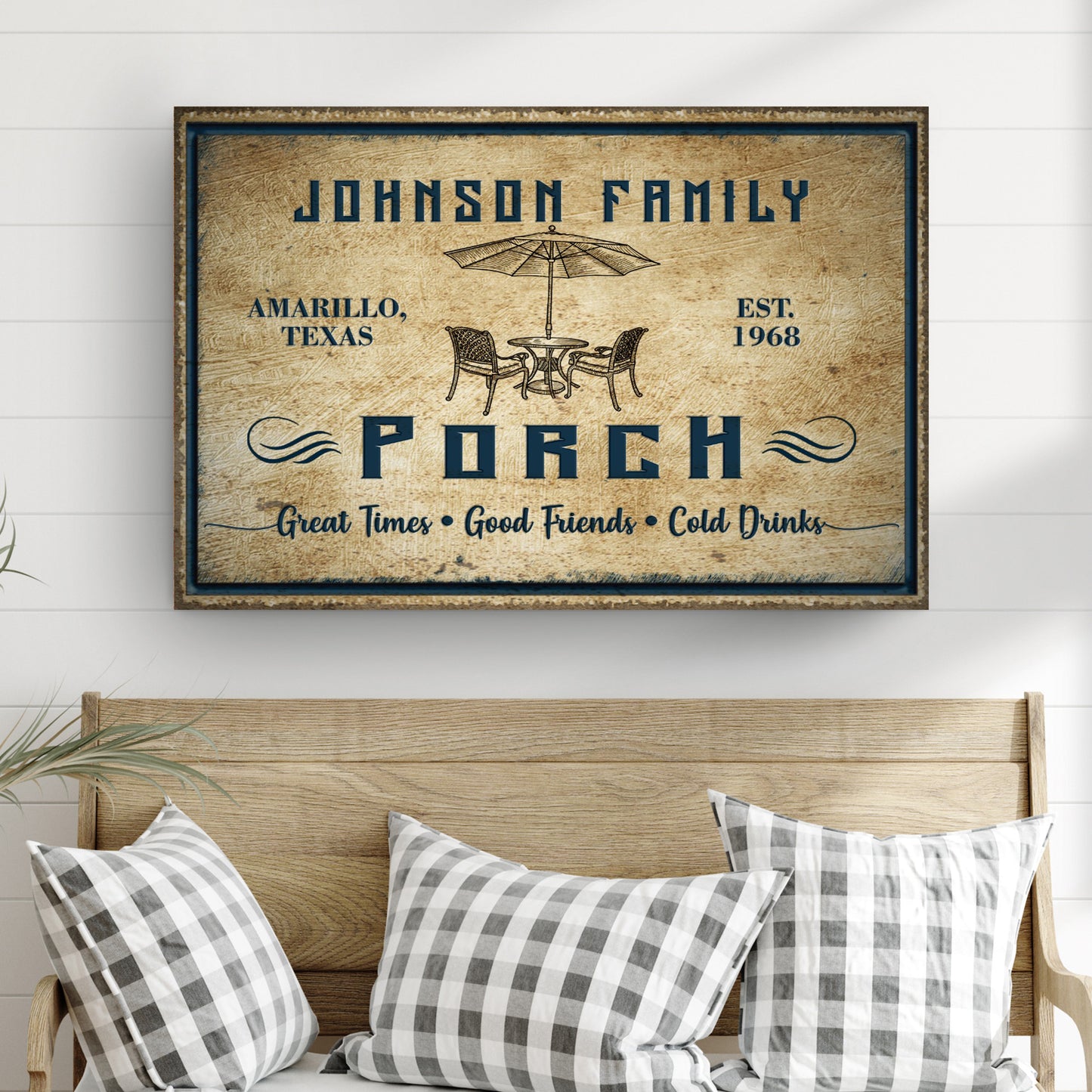 Great Times Good Friends Cold Drinks Family Porch Sign Style 2 - Image by Tailored Canvases