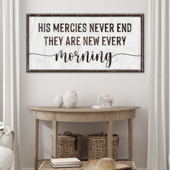 His Mercies Never End Sign Style 1 - Image by Tailored Canvases