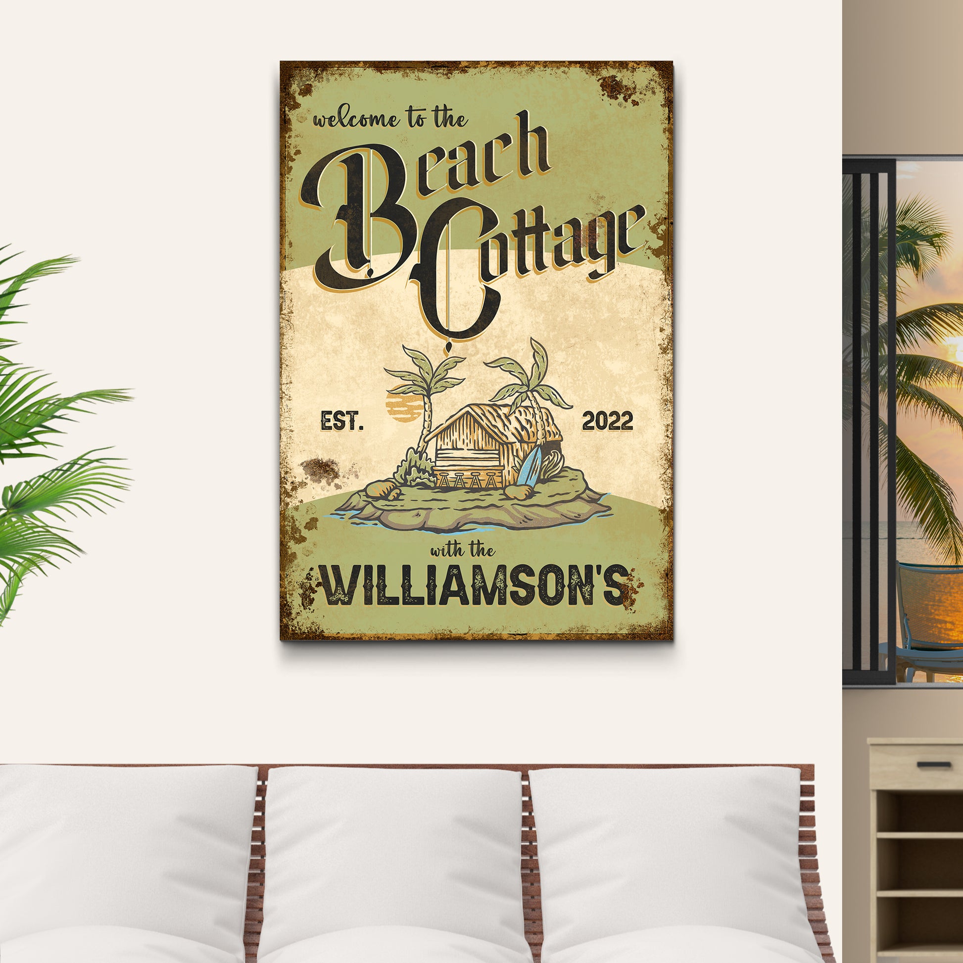 Welcome To The Beach Cottage Sign Style 2 - Image by Tailored Canvases
