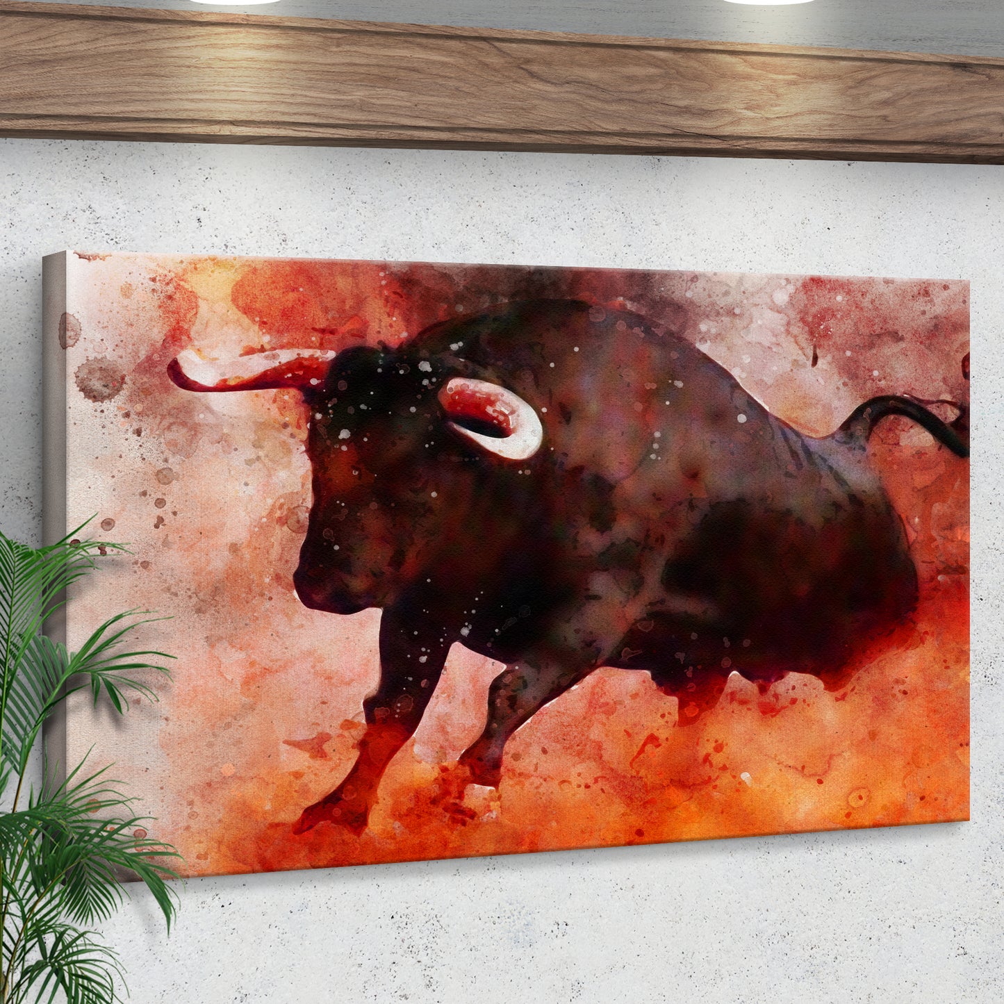 Raging Bull Watercolor Canvas Wall Art Style 2 - Image by Tailored Canvases