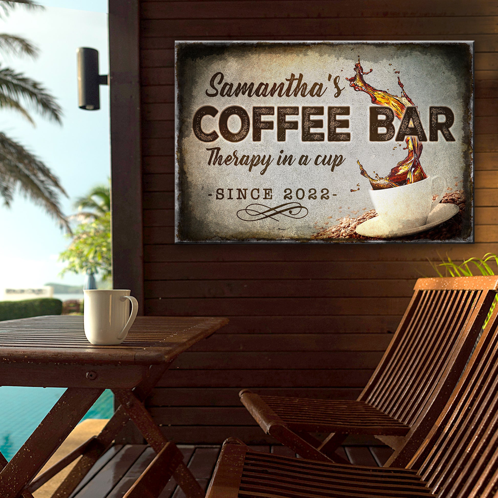 Therapy In A Cup Coffee Bar Sign II Style 2 - Image by Tailored Canvases