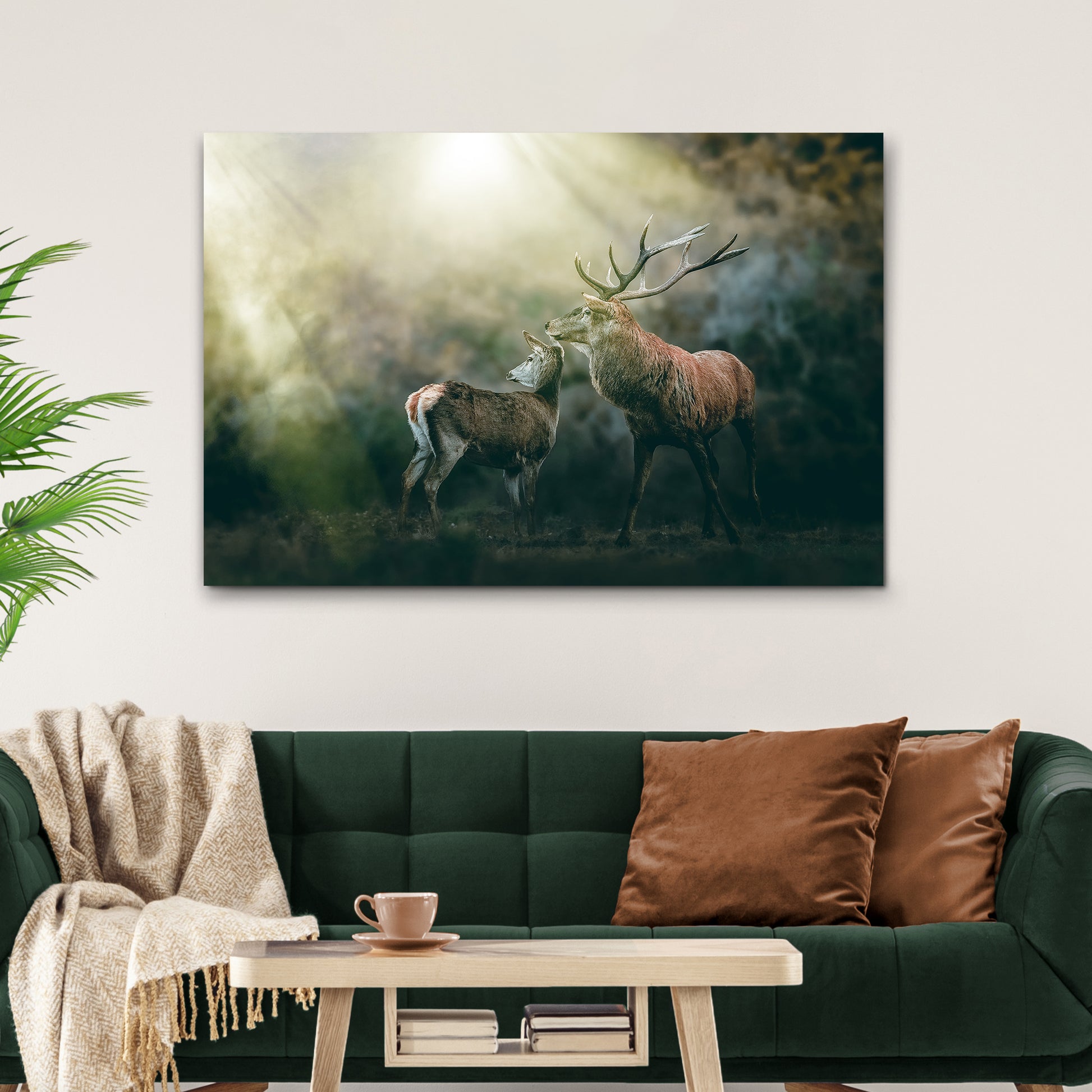 Deer In Foggy Forest Canvas Wall Art III Style 2 - Image by Tailored Canvases