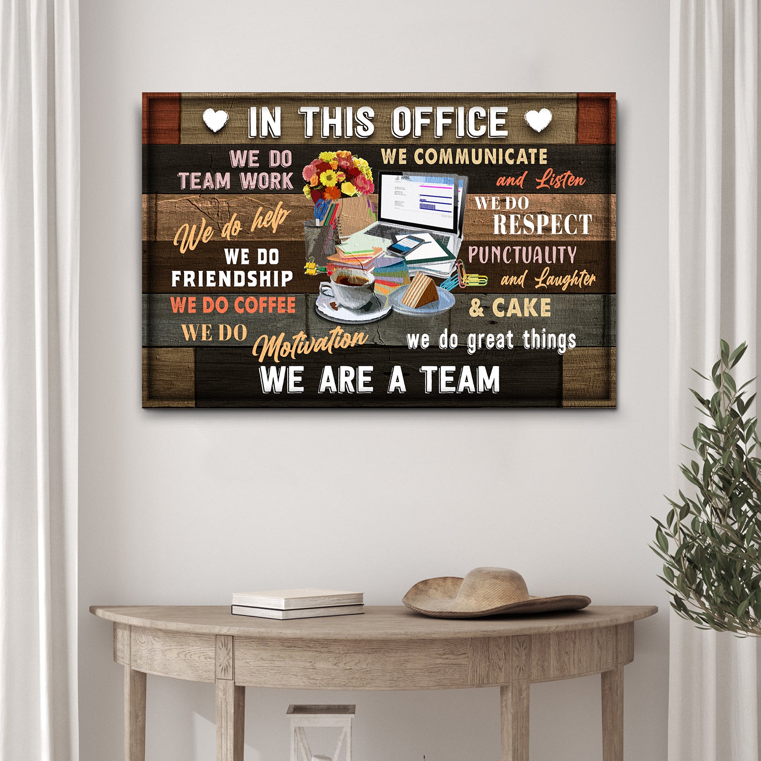 In This Office We Do Teamwork Sign III Style 2 - Image by Tailored Canvases
