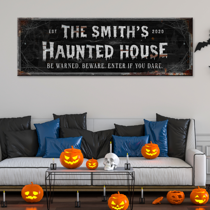 Family Haunted House Sign Style 2 - Image by Tailored Canvases