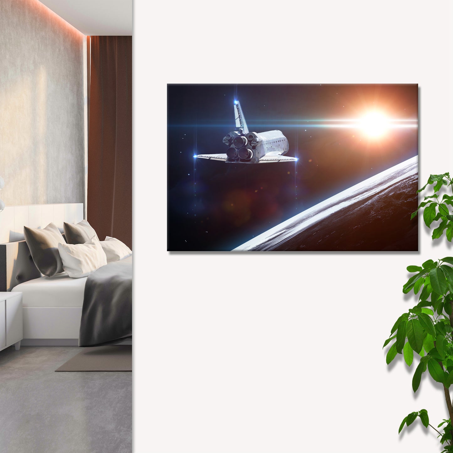 Space Shuttle Orbiting Earth Canvas Wall Art Style 1 - Image by Tailored Canvases