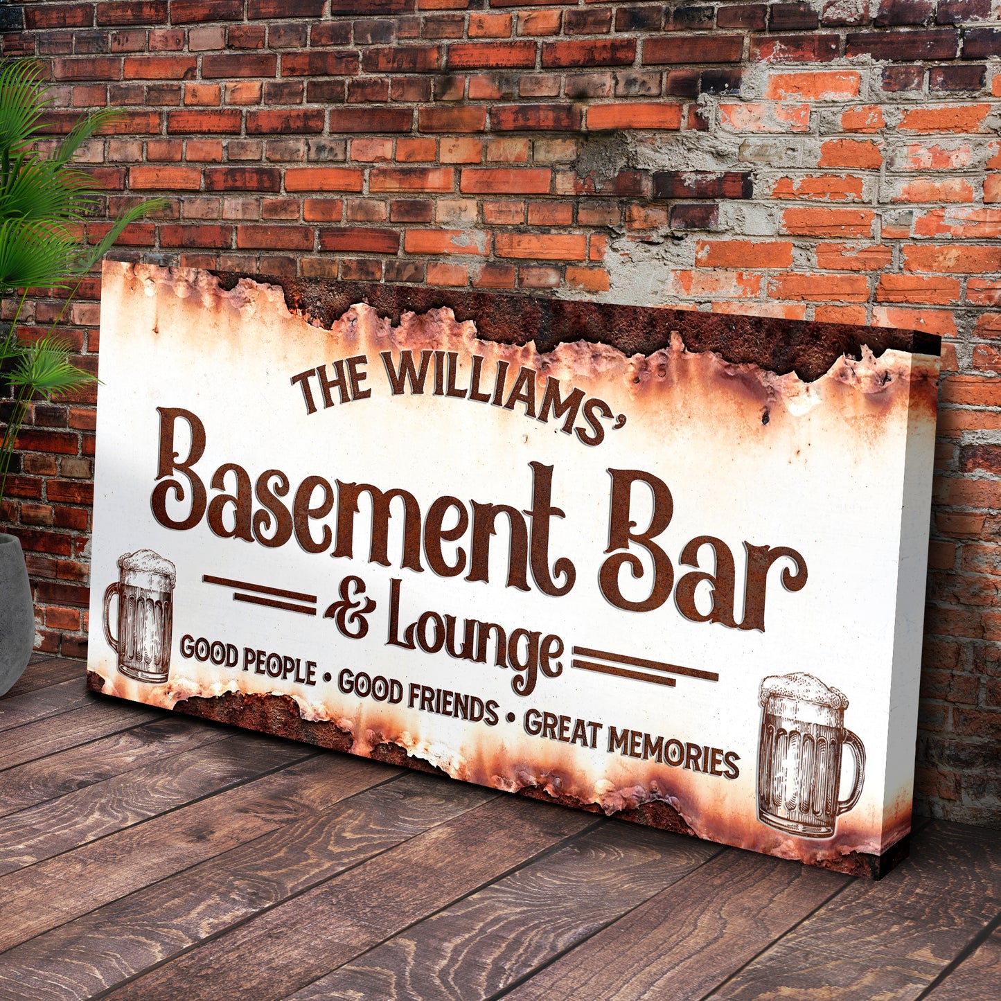 Rustic Basement Bar and Lounge Sign Style 2 - Image by Tailored Canvases