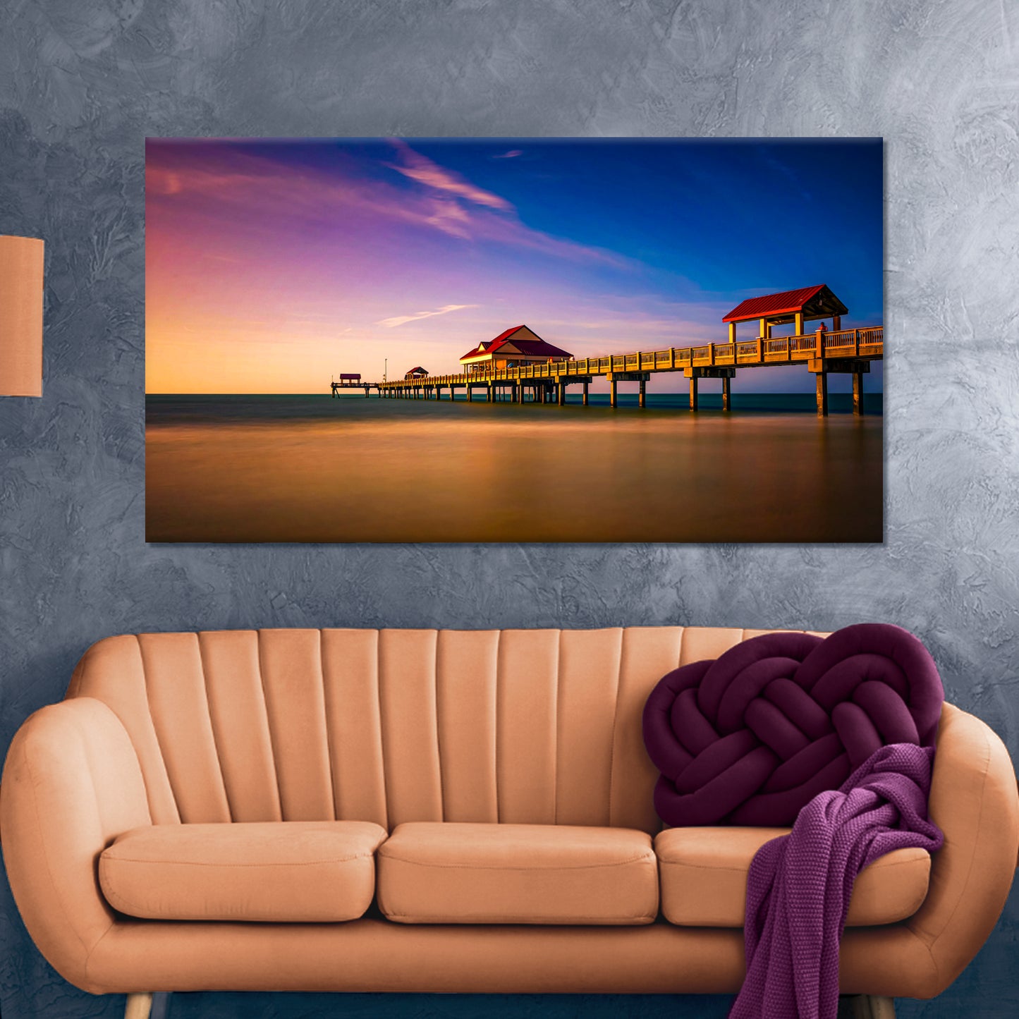 Sunset Near Pier 60 Canvas Wall Art Style 2 - Image by Tailored Canvases