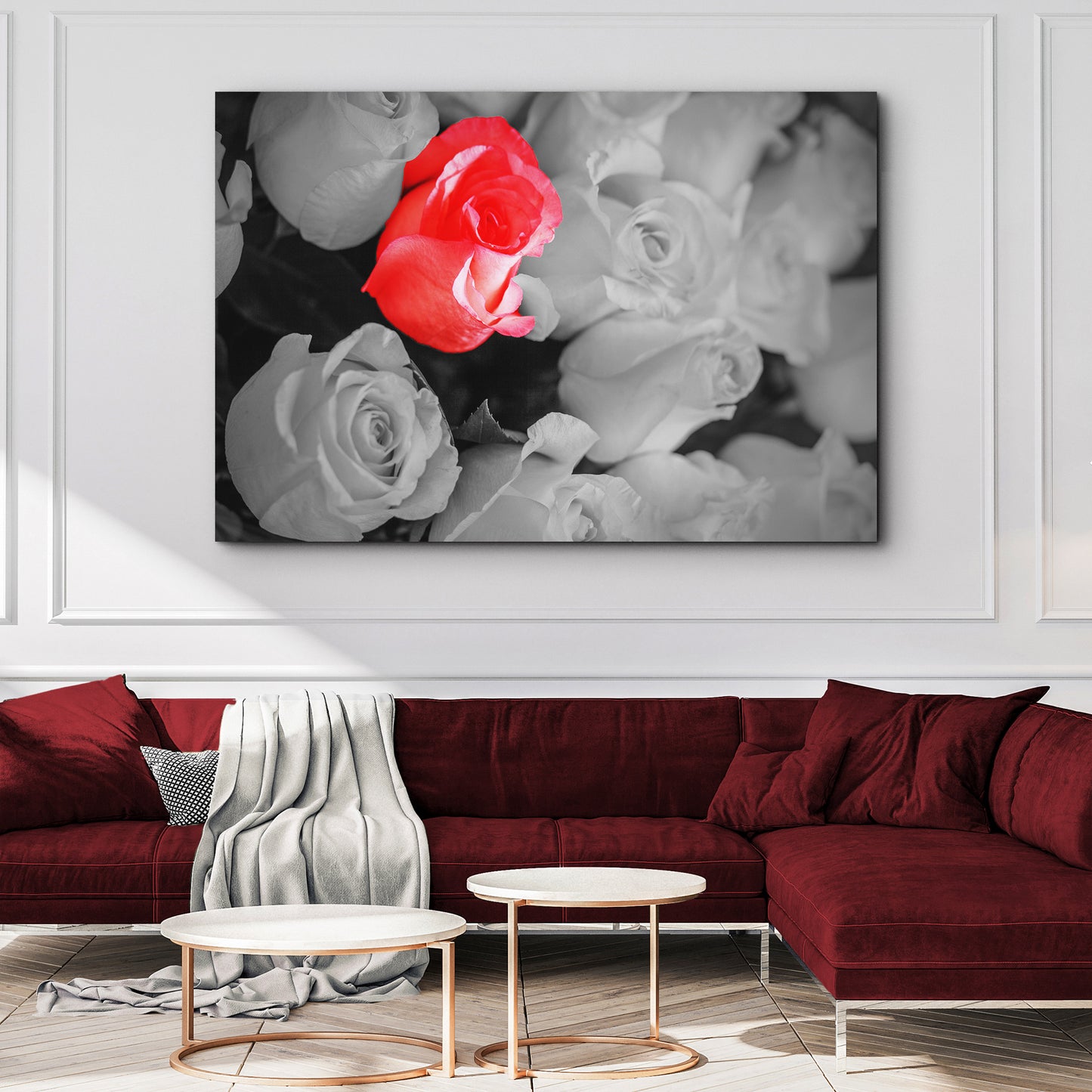 Red Among White Roses Pop Canvas Wall Art Style 2 - Image by Tailored Canvases