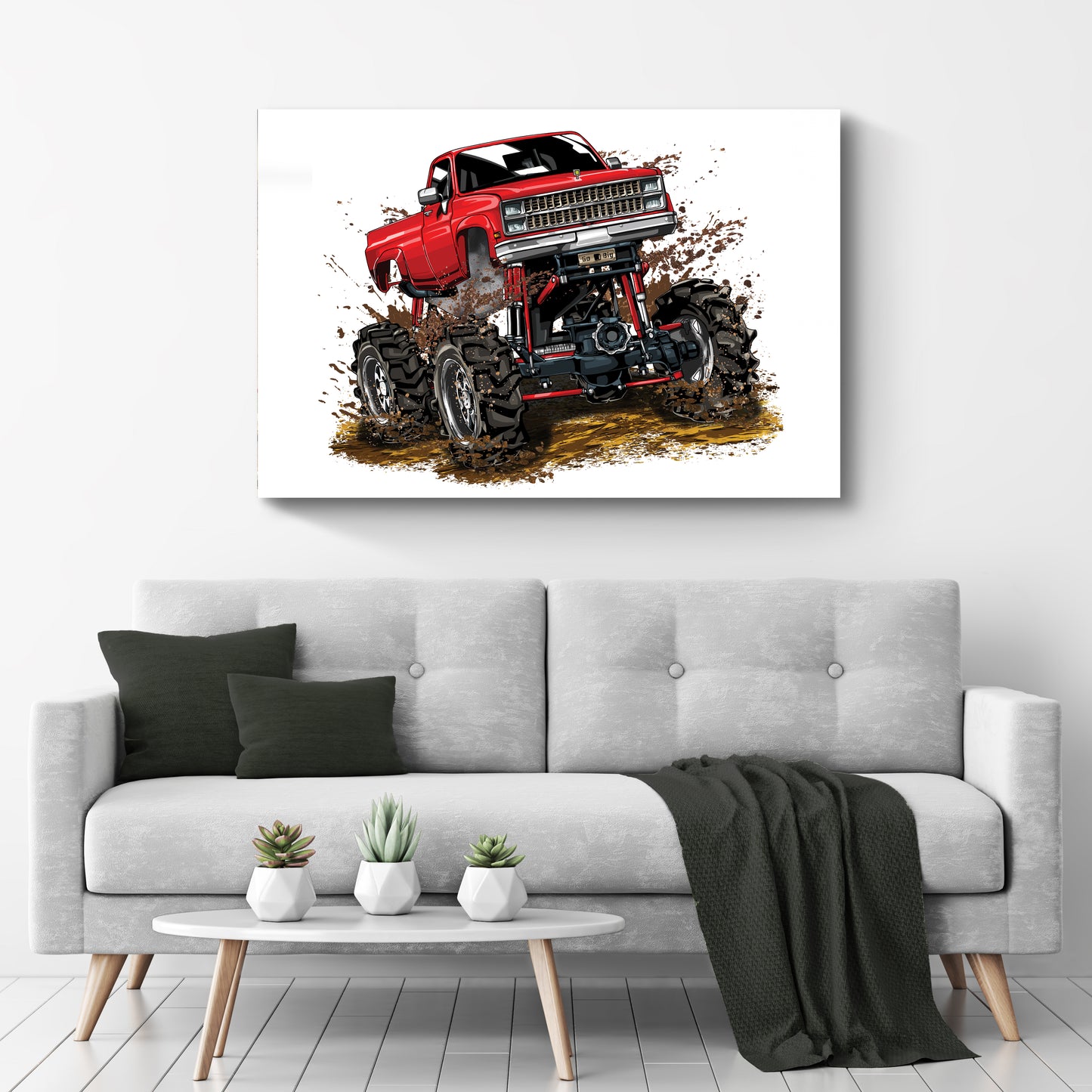 Monster Truck Painting Watercolor Canvas Wall Art II